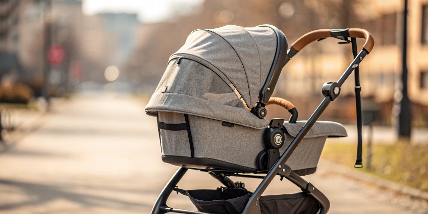 Close-up of stroller safety harness