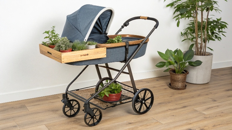 Stroller carrying groceries