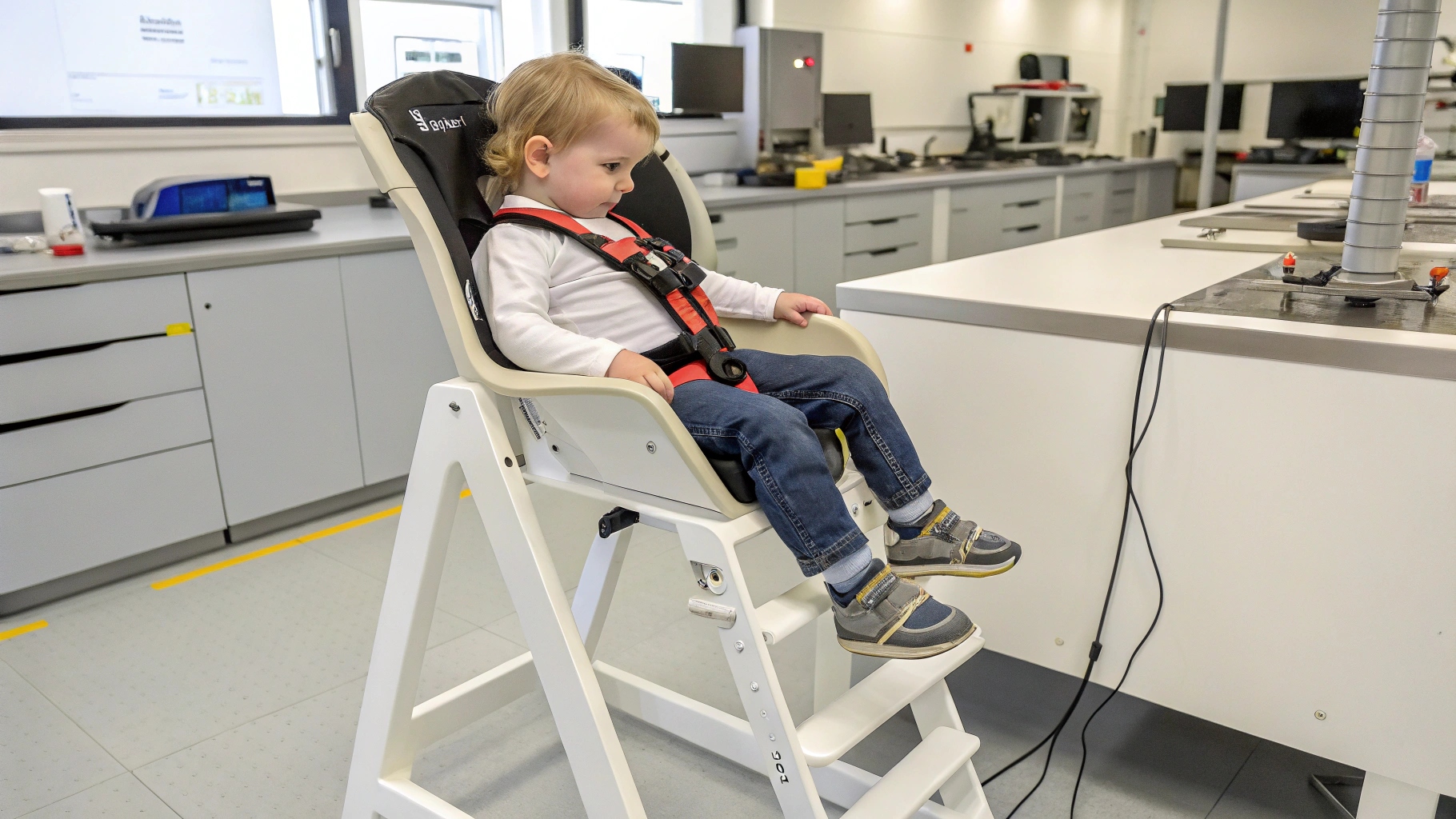 alt with keywords: High chair safety testing
