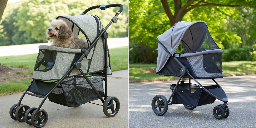 alt with keywords: Pet stroller vs. child stroller