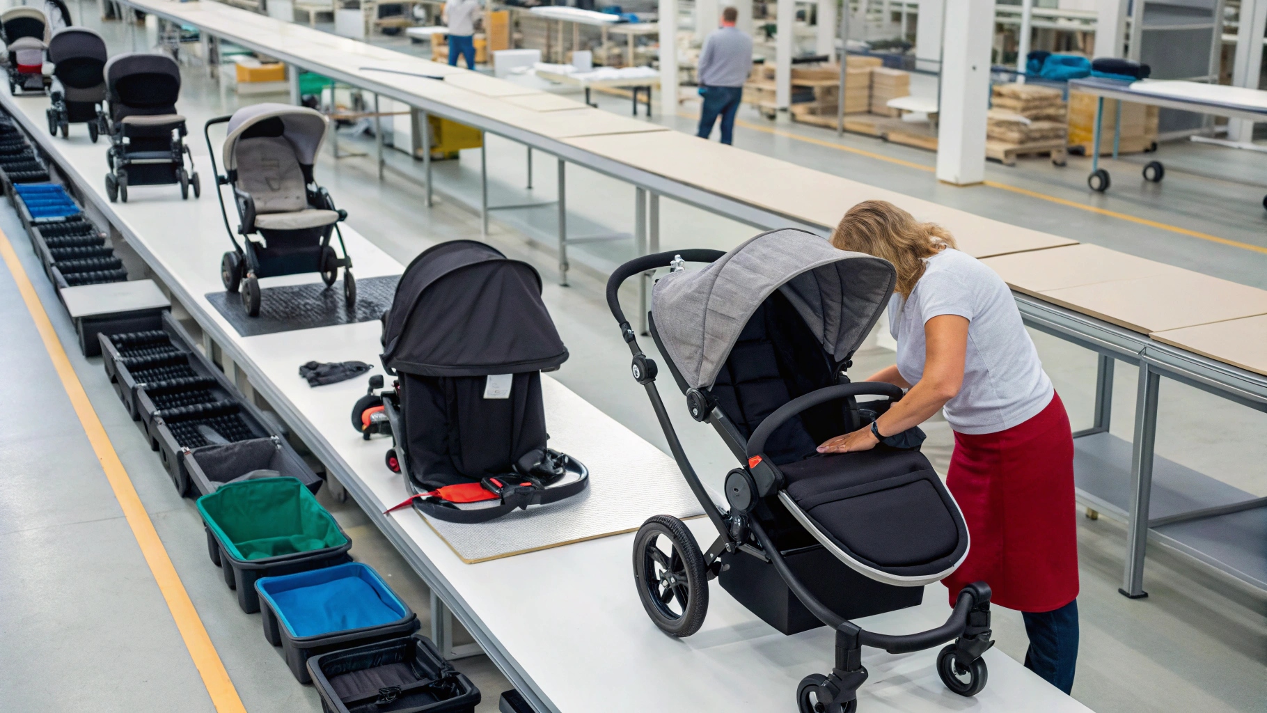 alt with keywords: Stroller manufacturing process