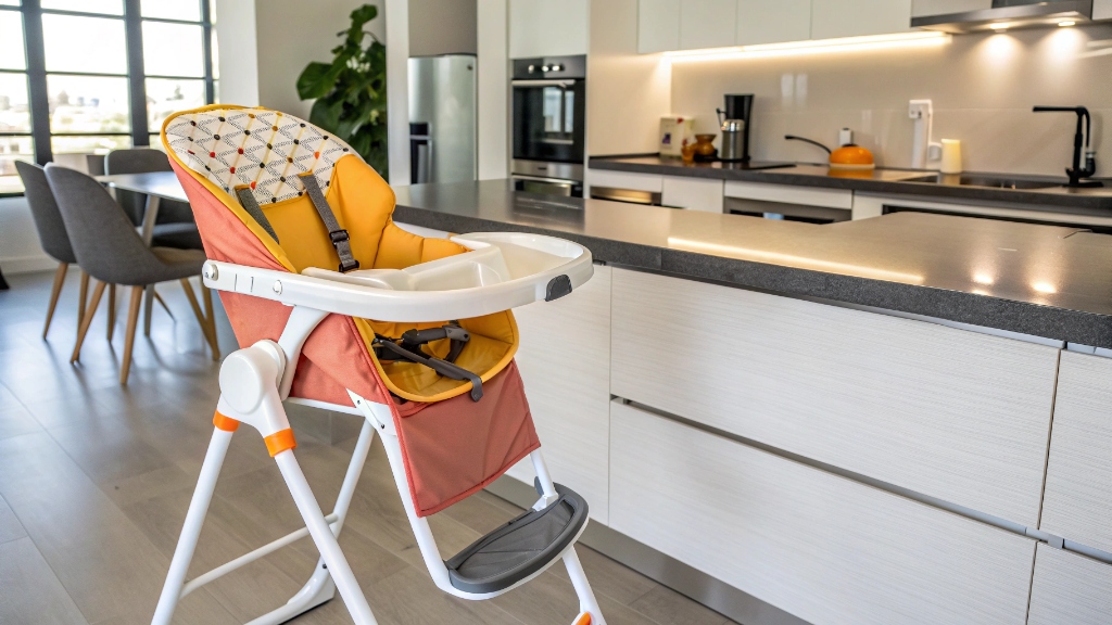 Baby high chair in a modern kitchen