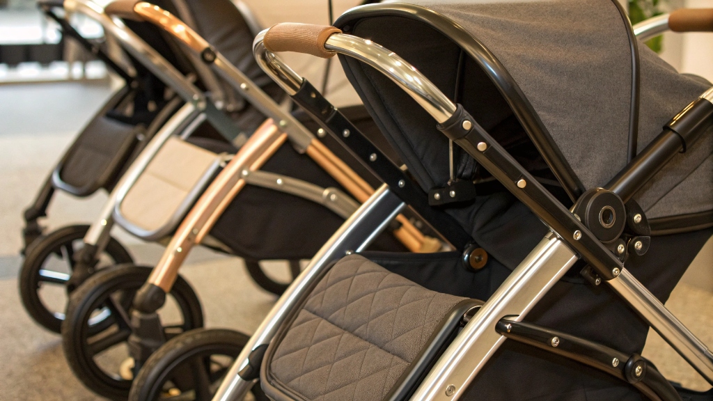alt with keywords: Close-up of different metal stroller frames