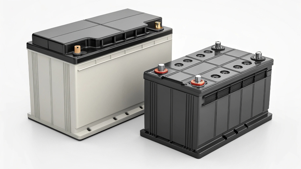 Illustration comparing lead-acid and lithium-ion batteries side-by-side