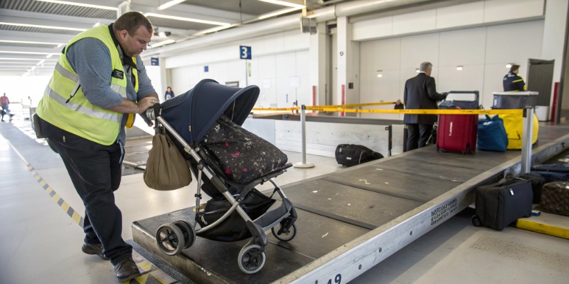 Airport cargo inspection stroller damage